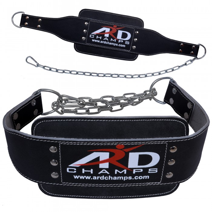 ARD Leather Dip Belt Weight Lifting 8" with chain